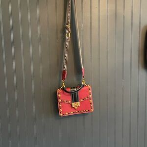 Elegant Red Studded Crossbody Bag